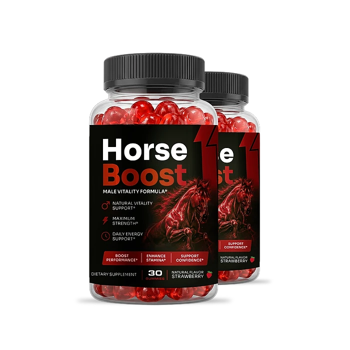 Two bottles of Horse Boost male vitality gummies