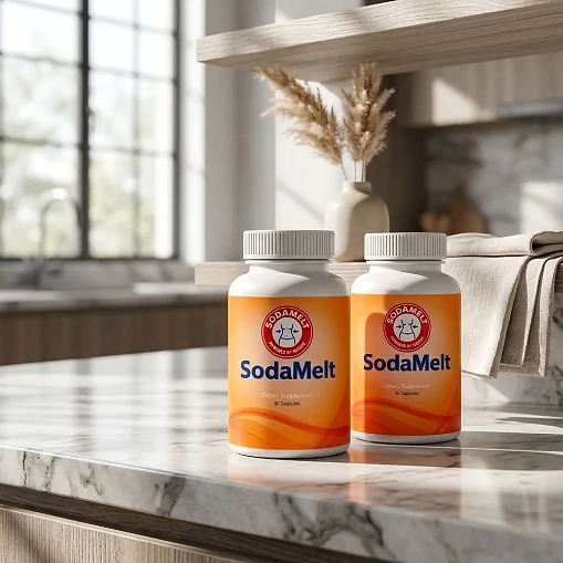 Two SodaMelt bottles on a marble kitchen counter